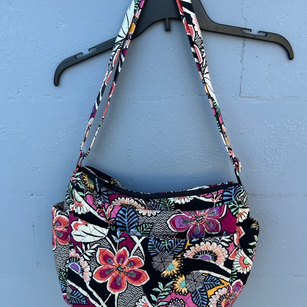 Vera Bradley Black Multi Floral Quilted Shoulder Bag
